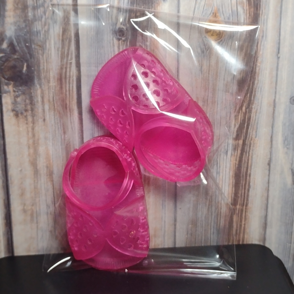 18” Doll JELLY SHOES Pink Heart Design Sandals W Ankle Strap Fits American Girl